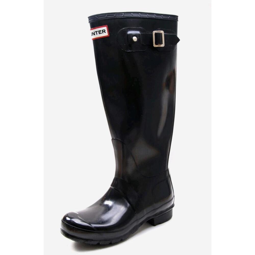 Hunter Tall Gloss Boots Black Pull On Rainboots Rain Boots Shoes Sz 5